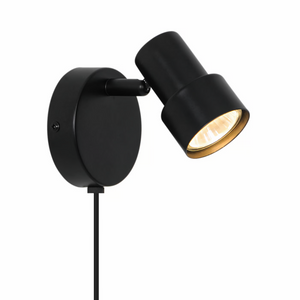 Wandlamp met stekker zwart 'Boston' GU10 verstelbaar