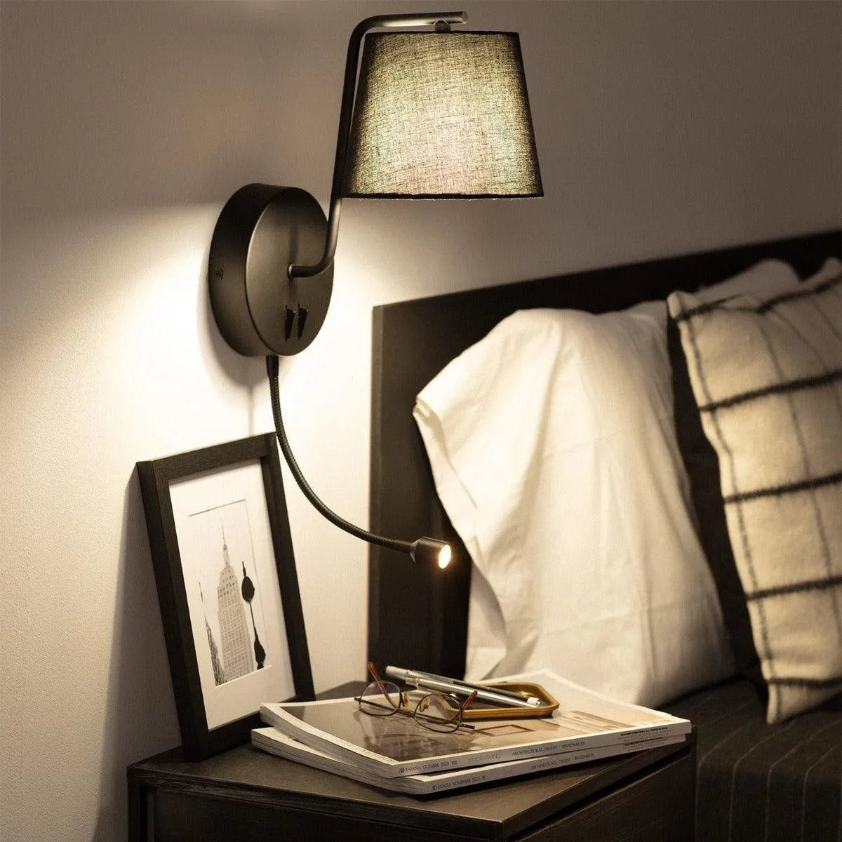 Wandlamp leeslamp modern stoffen kap hotel