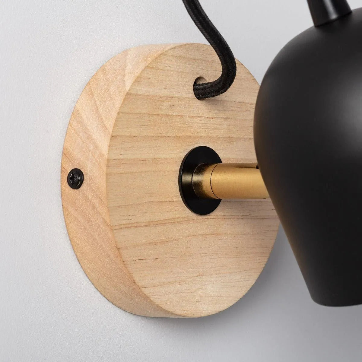 Wandlamp hout met zwarte kap e14 fitting bekijk hier
