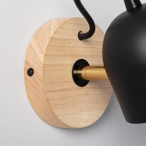 Wandlamp hout met zwarte kap e14 fitting bekijk hier
