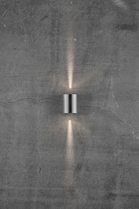 Buitenlamp gevelverlichting stainless steel up & downlighter 'Canto 2' Nordlux LED 2x6W warm wit - FOIR