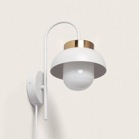 Wandlamp retro opaal glas 'Gare' wit met stekker - FOIR