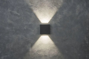Gevelverlichting kubus vierkant 'Gemini beams' donkergrijs led lamp 11 cm - FOIR