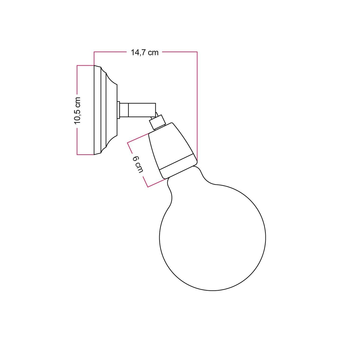Wandlamp rond verstelbaar porselein E27 fitting industrieel