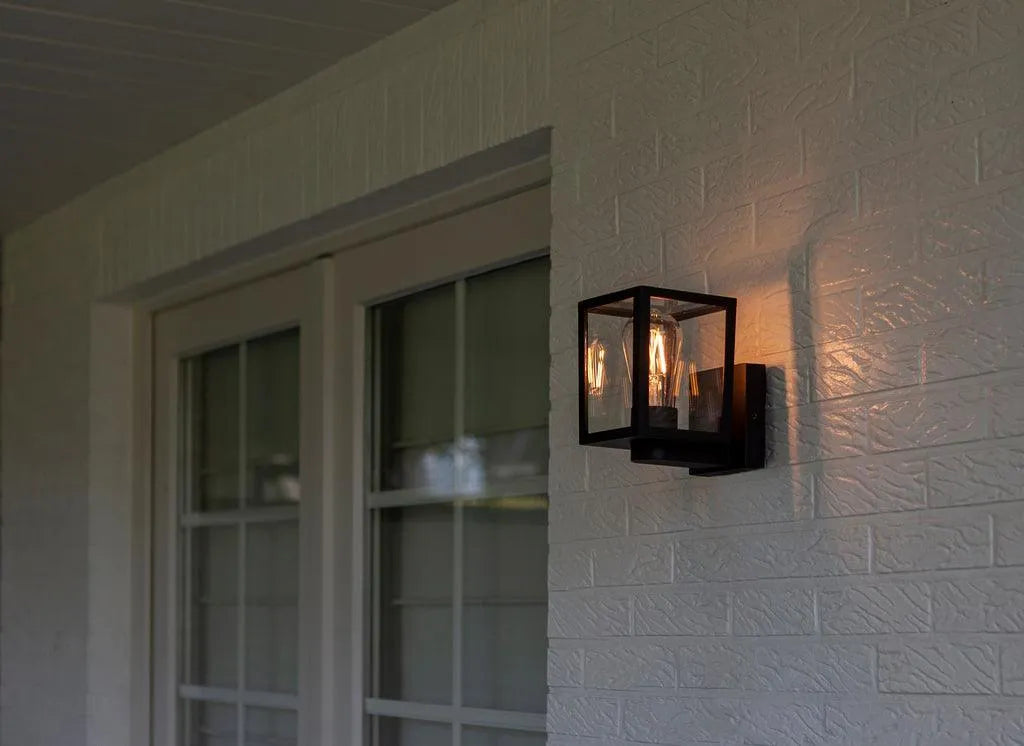 Voordeur verlichting led lamp zwart glas e27