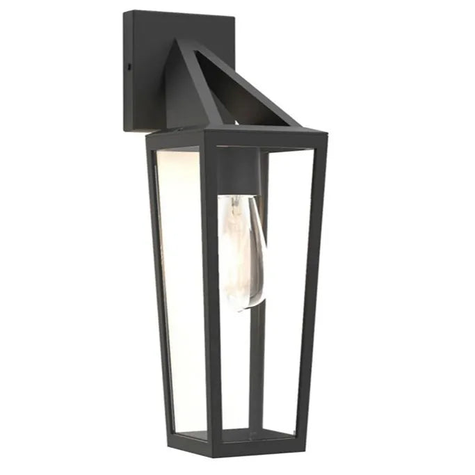 Buitenlamp metaal zwart voordeur 'Pine' e27 fitting vierkant glas 40 cm - FOIR