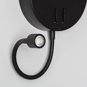 Wandlamp met schakelaar hotel 'Kombi' E27 fitting zwart design met leeslamp - FOIR