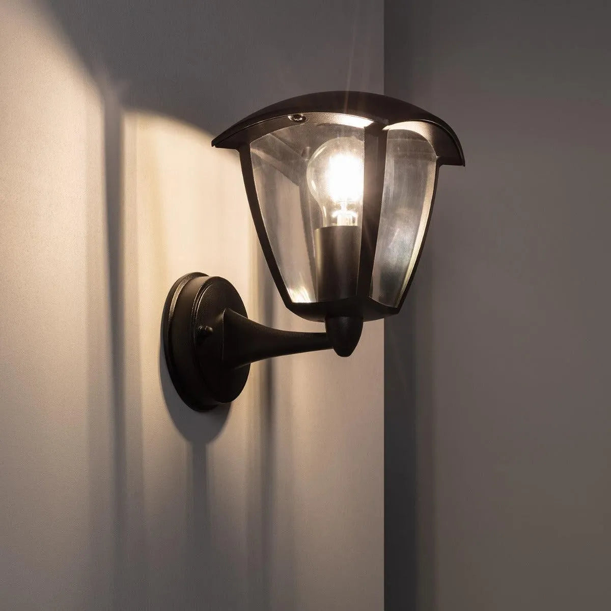 Voordeur verlichting 'Nasa' zwart e27 fitting modern gevelverlichting IP54 235mm - FOIR