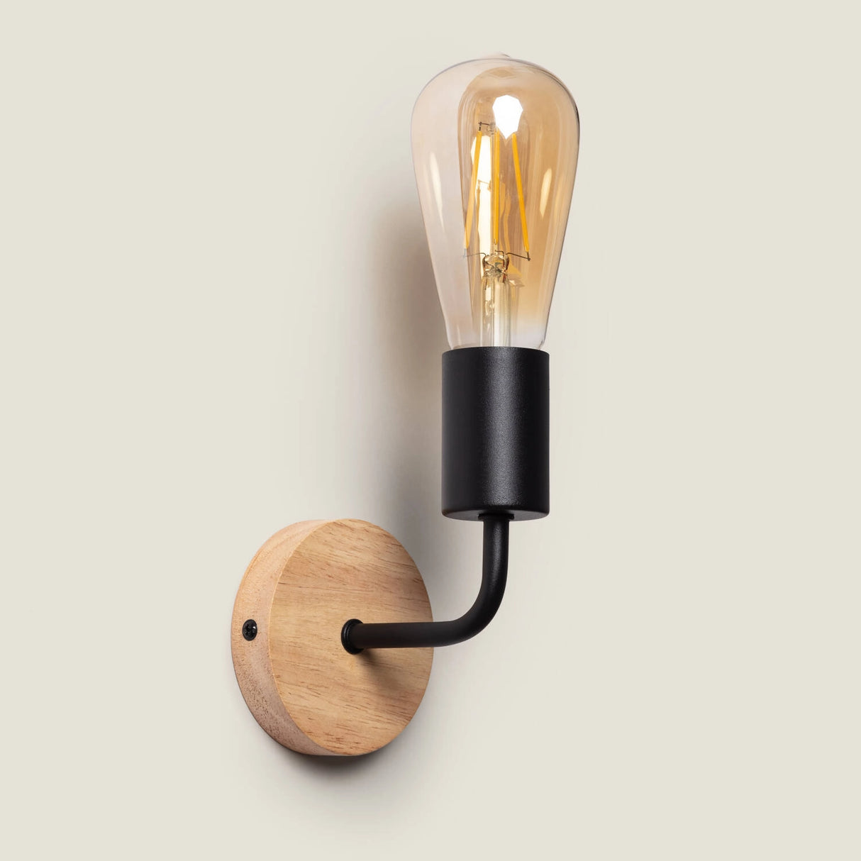 Wandlamp zwart hout Jaco e27 fitting