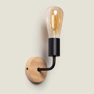 Wandlamp zwart hout Jaco e27 fitting