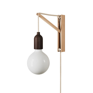 Wandlamp hout met stekker E27 (zonder lamp)
