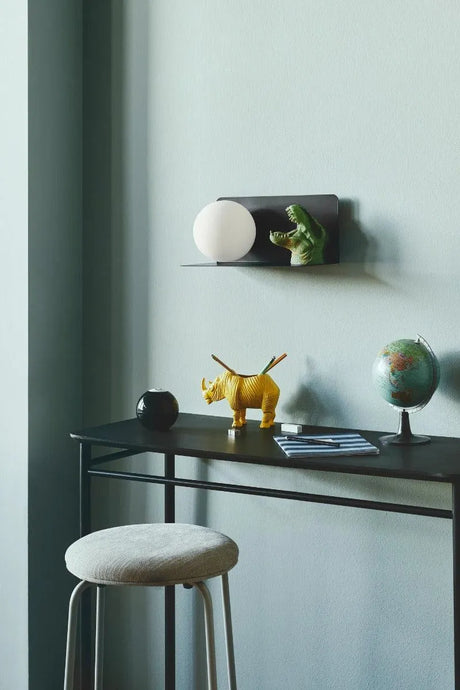 Zwarte wandlamp opaalglas met plankje Nordlux Lilibeth - FOIR