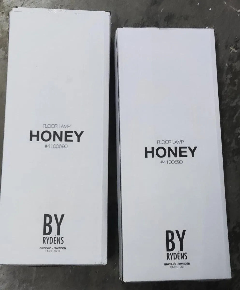 Retourtje: Vloerlamp 'Honey' goud By Rydens staande lamp 2x E27 fitting 125cm - FOIR