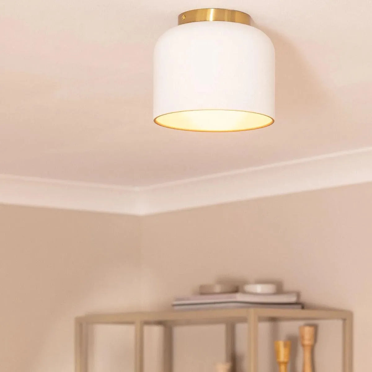 Plafondlamp zwart of wit & goud rond 'Koloman' E27 fitting design lamp 200mm - FOIR