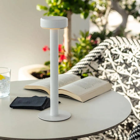 Oplaadbare tafellamp met batterij schakelaar usb c led lichtbron modern wit 