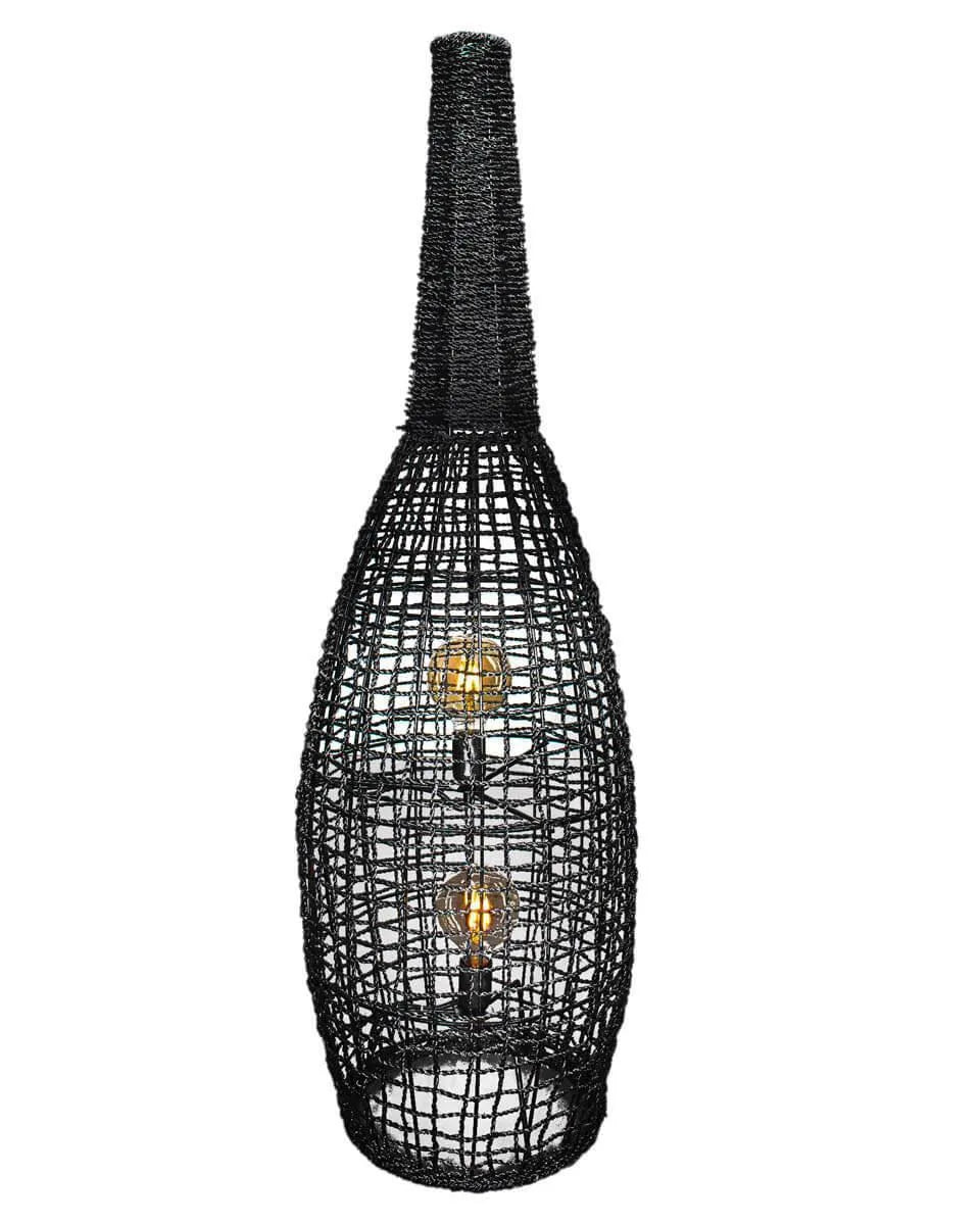 Grote vloerlamp zwart met schakelaar en 2 E27 fittingen By Rydens Seagrass - FOIR