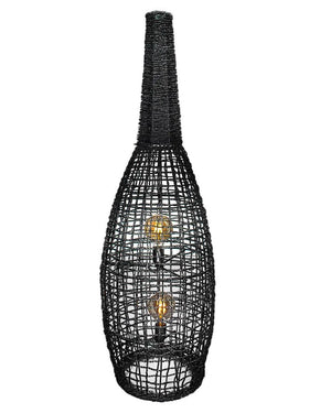 Grote vloerlamp zwart met schakelaar en 2 E27 fittingen By Rydens Seagrass - FOIR