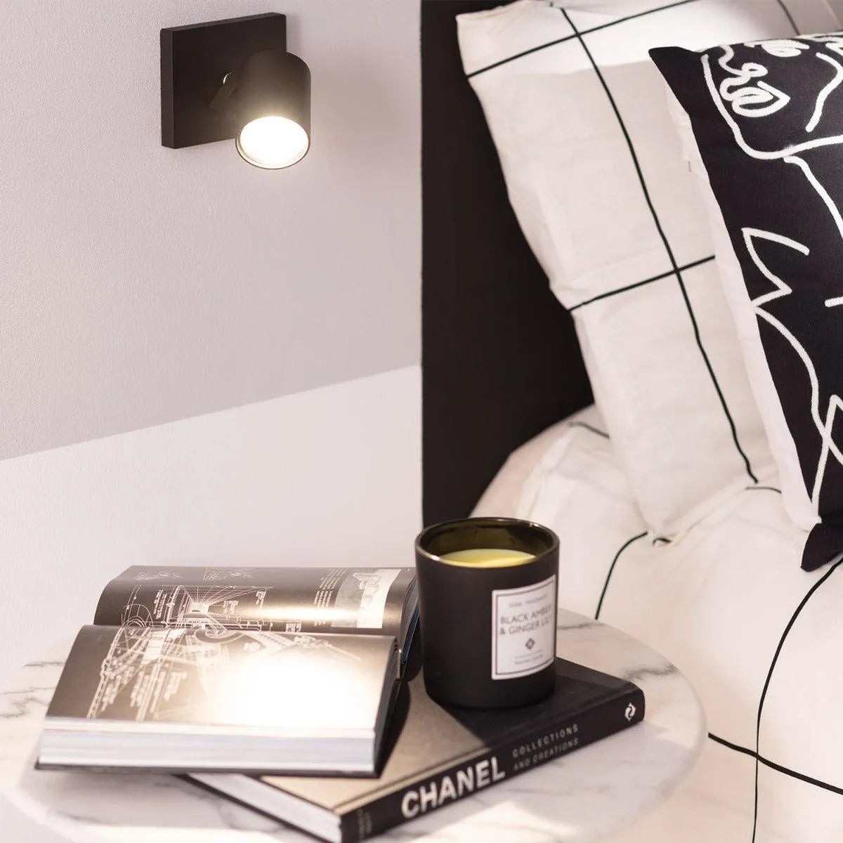 Zwarte wandlamp GU10 fitting aluminium klein modern